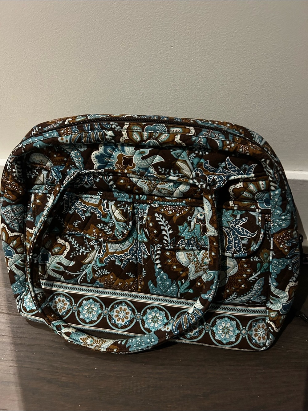 Vera Bradley Quilted Brown and Teal Paisley Handbag